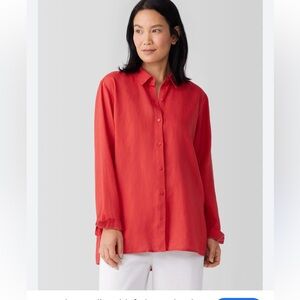 Eileen fisher Organic Handkerchief Linen Classic Collar Shirt size large